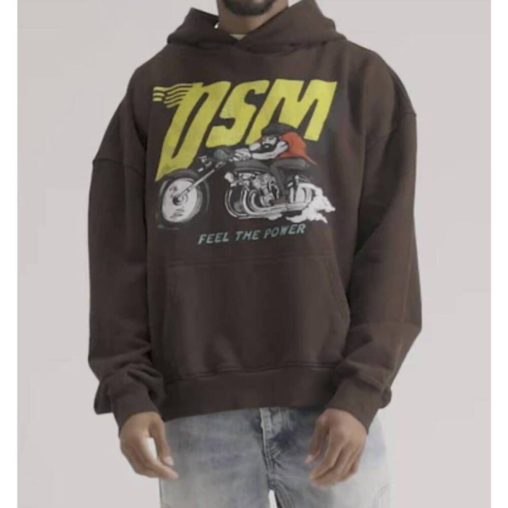 NEW DIET STARTS MONDAY men's french terry biker hoody in brown